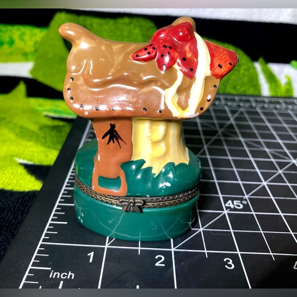 Vintage Horse Saddle Limoges Style Hinged Trinket Box Phb - Picture 2 of 12